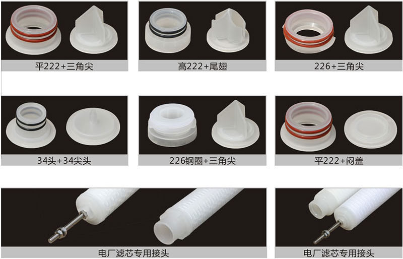 折疊濾芯5寸10寸20寸30寸40寸 PP折疊濾芯222/226所有接口實物圖